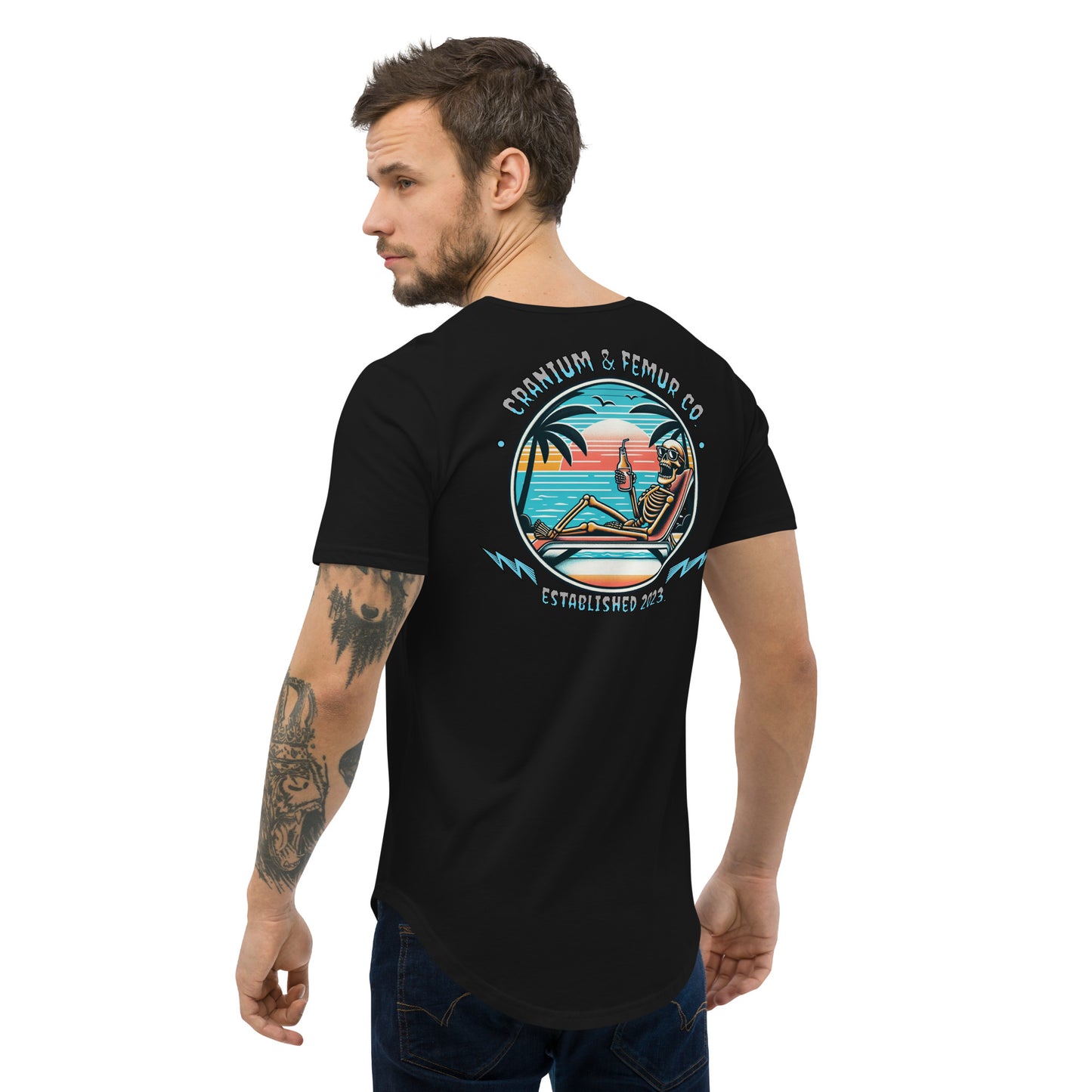 Skeleton’s Vacation T-Shirt Curved Hem Cranium & Femur Co.