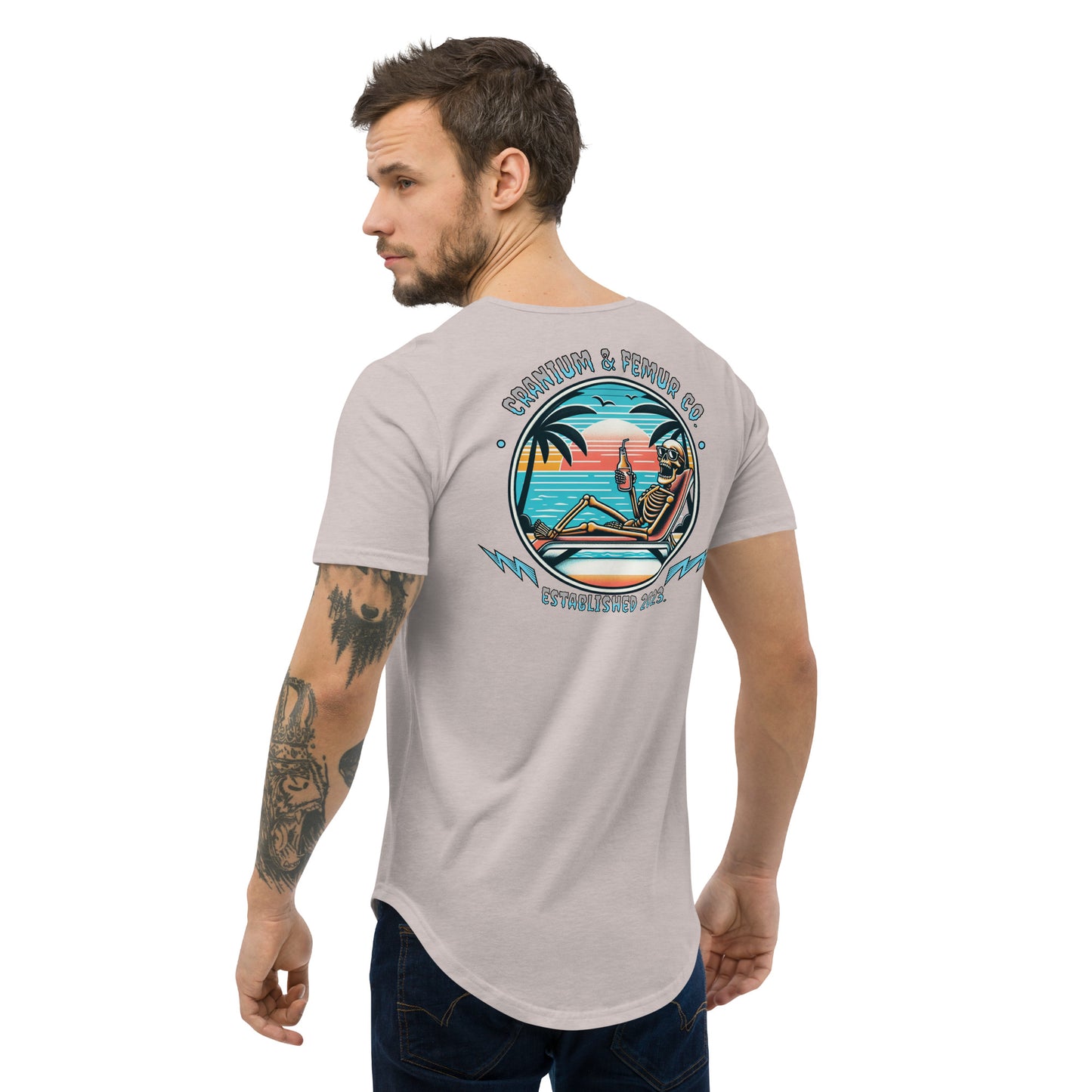 Skeleton’s Vacation T-Shirt Curved Hem Cranium & Femur Co.