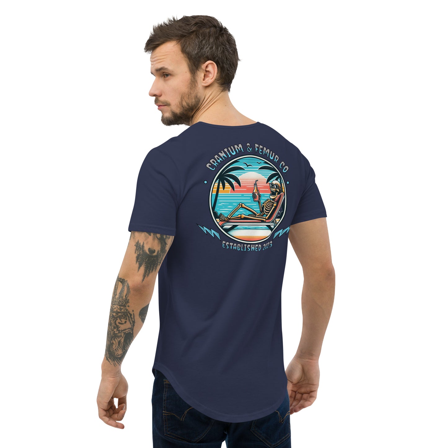 Skeleton’s Vacation T-Shirt Curved Hem Cranium & Femur Co.