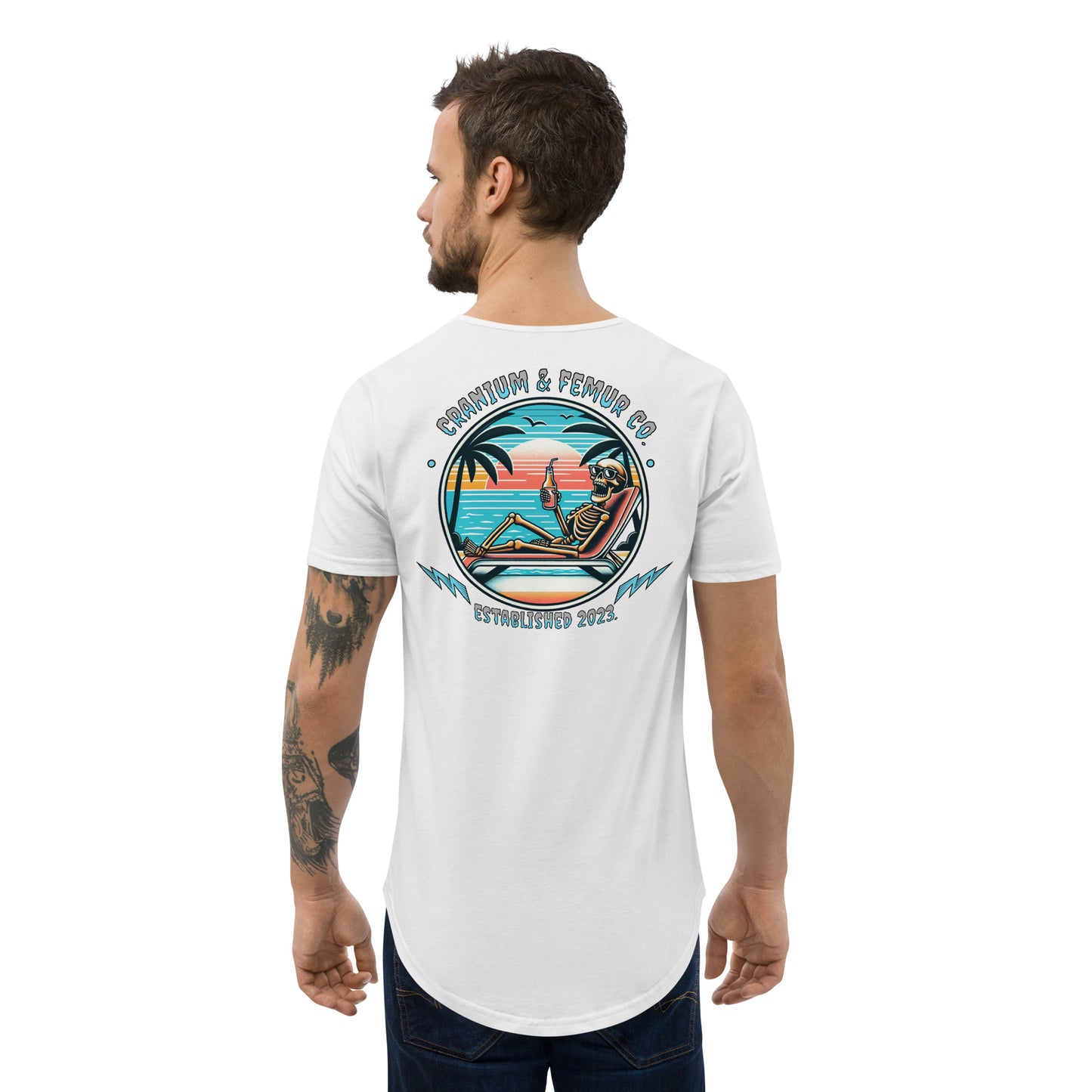 Skeleton’s Vacation T-Shirt Curved Hem Cranium & Femur Co.
