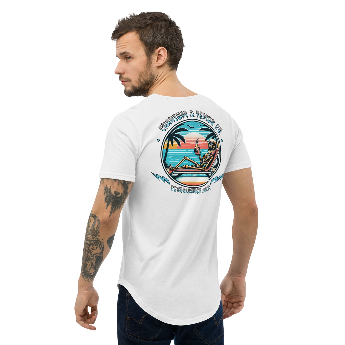 Skeleton’s Vacation T-Shirt Curved Hem Cranium & Femur Co.