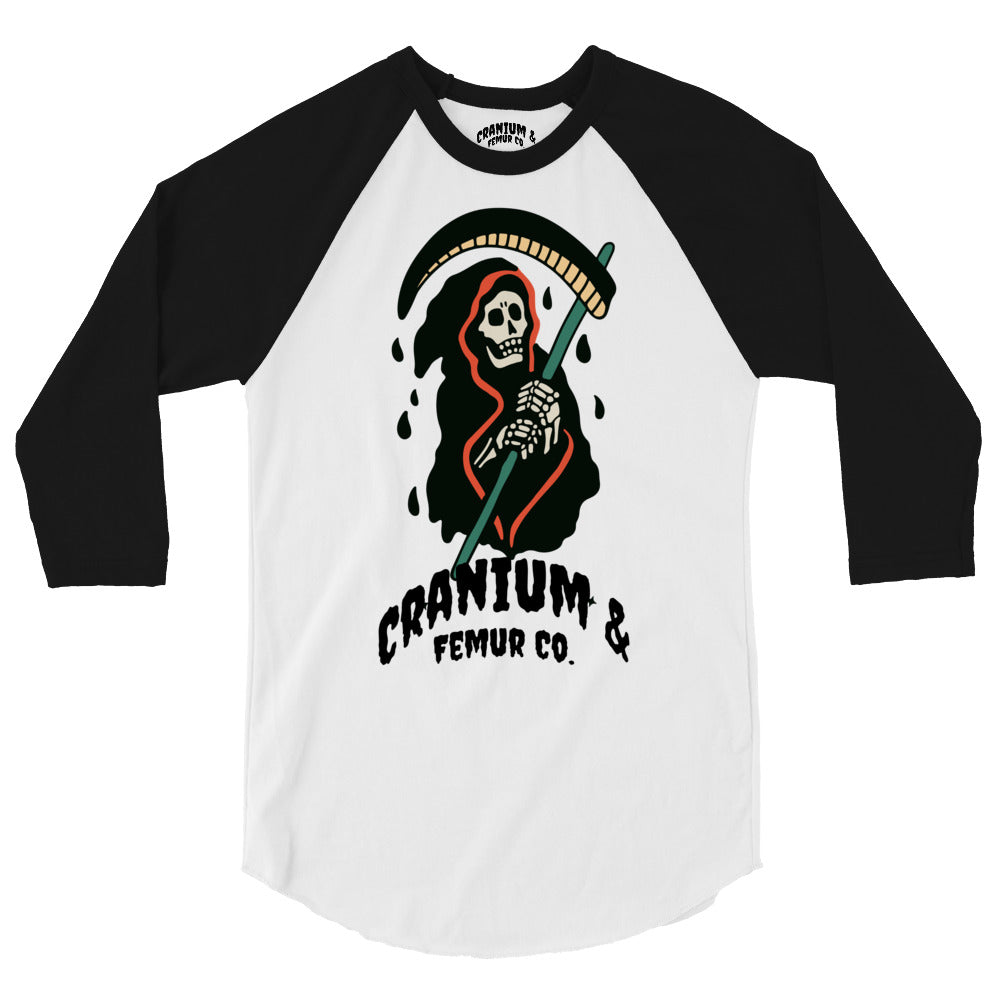 Grim Reaper 3/4 sleeve Raglan T-Shirt Cranium & Femur Co.