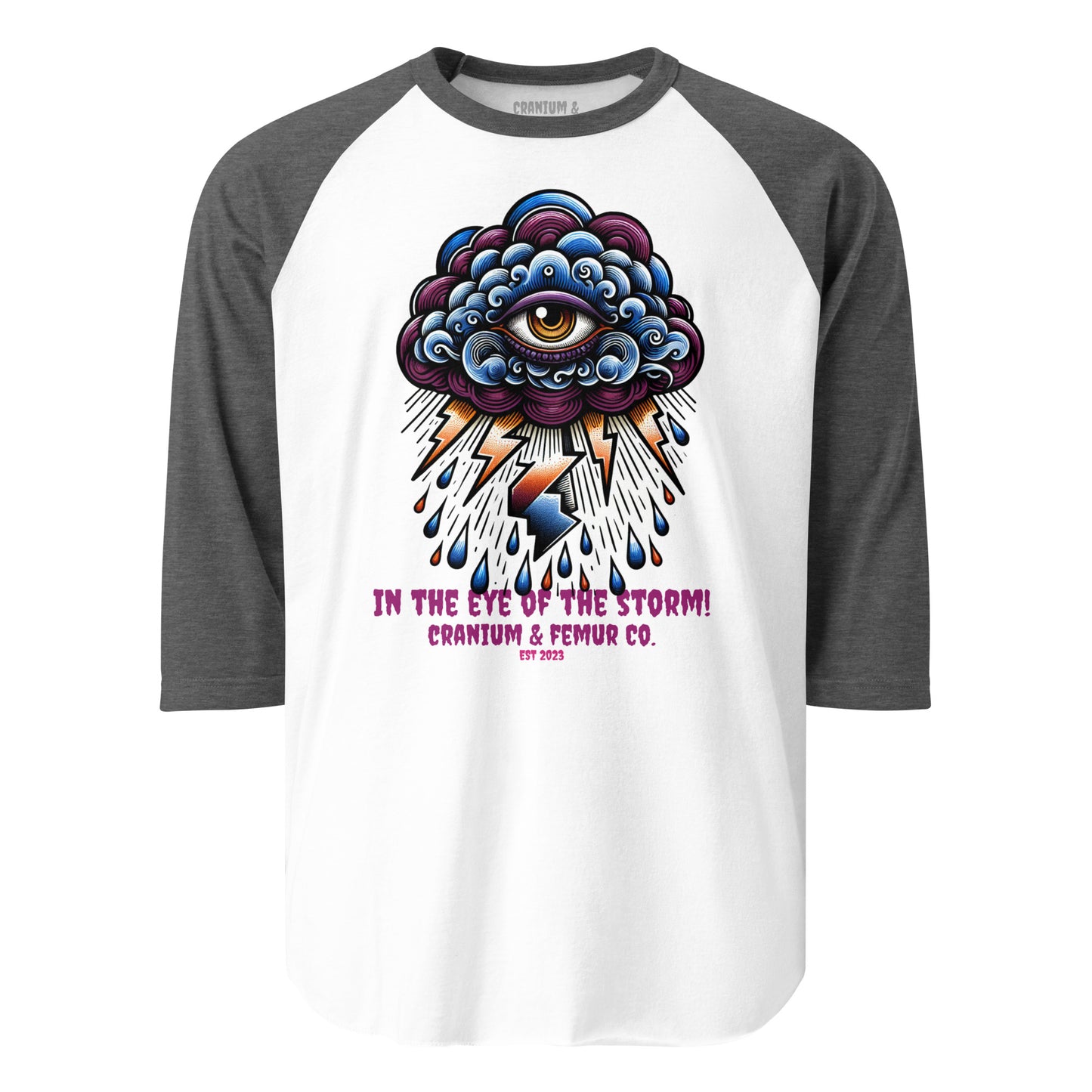 In the Eye of the Storm Cranium & Femur CO. 3/4 sleeve raglan shirt