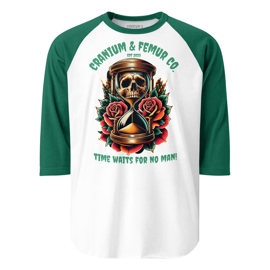 Time Waits for No Man 3/4 sleeve raglan shirt